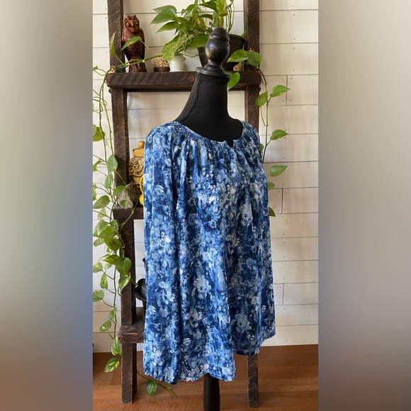 CJ. Banks: Blue Boho Peasant Style Blouse - Picture 12 of 16